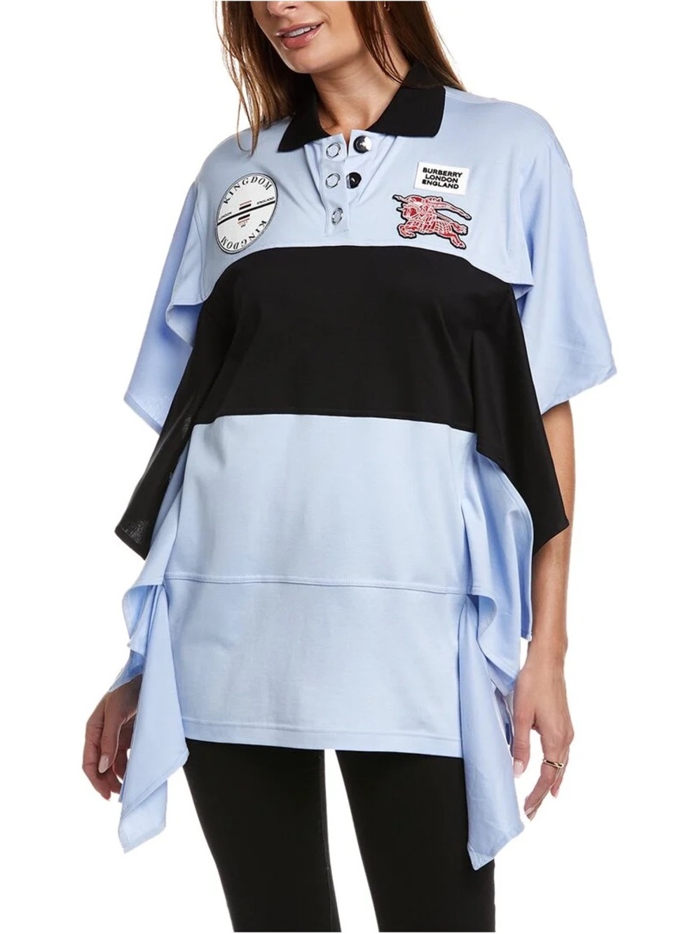 Burberry Light Blue and Black Layered Polo Top